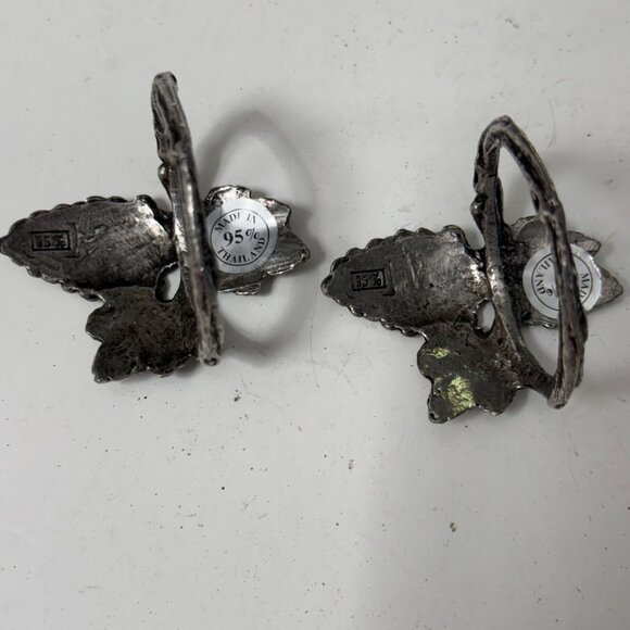 Vintage 95% Genuine Pewter Grape Vine Napkin Rings Set Of 2 Holiday Home Decor - Picture 2 of 12